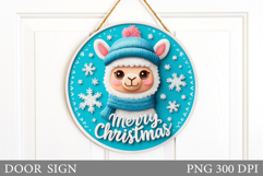 Christmas Lama Door Sign. Christmas Door Sign Sublimation Product Image 1