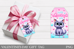 Valentines Cat Gift Tag Design. Valentine Gift Tag Printable Product Image 1