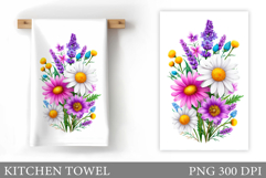 Wildflowers Kitchen Towel. Flowers Kitchen Towel Sublimation Product Image 1