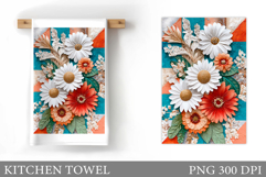 Flowers Kitchen Towel. Floral Kitchen Towel Sublimation Product Image 1