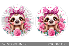 Cute Sloth Wind Spinner Design. Sloth Flowers Wind Spinner Product Image 1