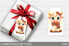 Christmas Cow Gift Tag Printable. Christmas Gift Tag Design Product Image 1