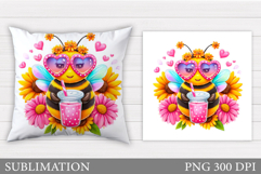 Cute Bee Pillow Design. Cute Bee Sublimation Product Image 1
