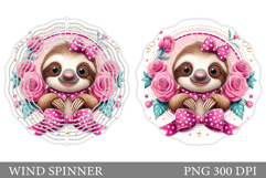 Cute Sloth Wind Spinner Design. Sloth Sublimation Product Image 1