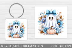 Cute Ghost Keychain Design. Cute Halloween Keychain Product Image 1