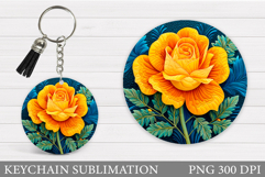 Rose Keychain Sublimation. Flowers Keychain Design Product Image 1