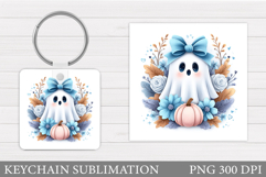 Halloween Ghost Keychain. Halloween Keychain Sublimation Product Image 1