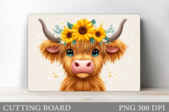 Cute Cow Cutting Board Design. Cow Flowers Cutting Board Product Image 1