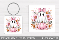 Cute Ghost Keychain Design. Cute Halloween Keychain Product Image 1