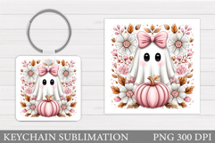 Halloween Keychain Sublimation. Ghost Keychain Design Product Image 1