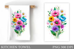 Wildflowers Kitchen Towel. Flowers Kitchen Towel Sublimation Product Image 1