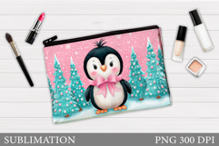 Penguin Cosmetics Bag. Christmas Makeup Bag Design Product Image 1