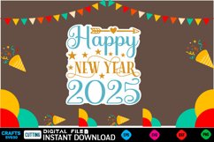 Happy new year sticker bundle Svg for Shirts 2025 New Year S Product Image 4