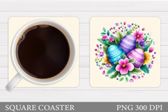 Easter Eggs Coaster Design. Easter Coaster Sublimation Product Image 1
