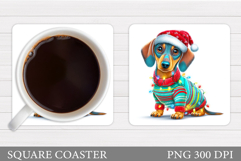 Christmas Dachshund Coaster. Christmas Coaster Sublimation Product Image 1