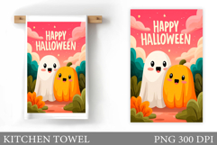 Cute Ghost Kitchen Towel. Cute Halloween Kitchen Towel Product Image 1