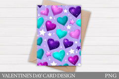 Valentines Hearts Card Printable. Valentines Card Design Product Image 1