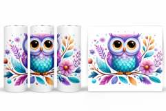 Cute Owl Tumbler Sublimation. Owl Flowers Tumbler Design Product Image 2