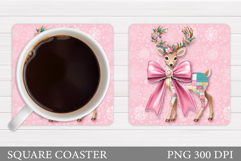 Christmas Deer Coaster Design. Christmas Coaster Sublimation Product Image 1