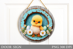 Easter Chick Door Sign Design. Easter Door Sign Sublimation Product Image 1