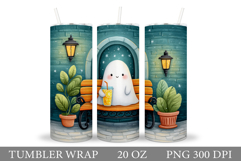 Cute Ghost Tumbler Design. Cute Ghost Sublimation Product Image 1