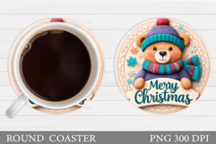 Christmas Bear Coaster Design. Christmas Coaster Sublimation Product Image 1