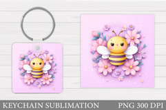 Bee Keychain Design. Bee Sublimation Product Image 1