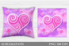 Hearts Pillow Design. Valentines Pillow Sublimation Product Image 1