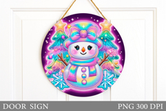 Christmas Snowman Door Sign. Christmas Door Sign Sublimation Product Image 1