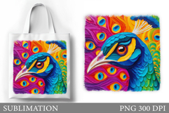Peacock Tote Bag Sublimation. Peacock Sublimation Product Image 1