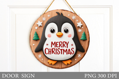 Christmas Penguin Door Sign. Christmas Door Sign Design Product Image 1