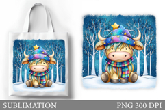 Christmas Cow Tote Bag. Christmas Tote Bag Sublimation Product Image 1