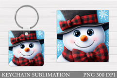 Cute Snowman Keychain Sublimation. Christmas Keychain Design Product Image 1