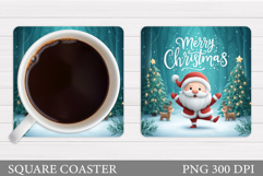 Cute Santa Coaster Sublimation. Santa Claus Coaster Design Product Image 1