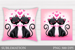 Valentines Cat Pillow Sublimation. Valentines Pillow Design Product Image 1