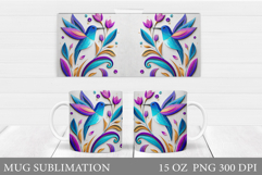 Hummingbird Mug Design. Flowers Mug Sublimation Product Image 1