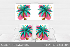 Palm Tree Mug Sublimation. Summer Mug Wrap Design Product Image 1