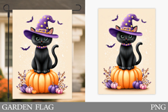 Halloween Cat Garden Flag. Cute Halloween Garden Flag Design Product Image 1