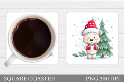 Cute Bear Coaster Design. Christmas Coaster Sublimation Product Image 1
