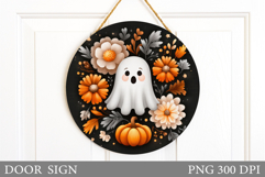 Cute Ghost Door Sign Design. Halloween Door Sign Sublimation Product Image 1