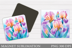 Flowers Magnet Sublimation. Irises Magnet Design Product Image 1