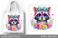 Cute Raccoon Tote Bag Sublimation. Raccoon Sublimation Product Image 1