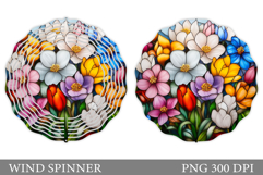 Wildflowers Wind Spinner. Floral Wind Spinner Sublimation Product Image 1