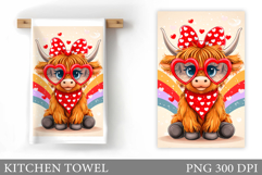Valentines Cow Kitchen Towel. Valentine Kitchen Towel Design Product Image 1