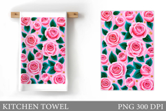 Roses Kitchen Towel. Flowers Kitchen Towel Design Product Image 1