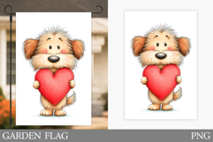 Valentines Dog Garden Flag. Valentines Garden Flag Design Product Image 1