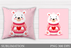 Valentines Bear Pillow Design. Valentines Pillow Sublimation Product Image 1
