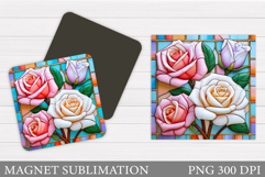 Roses Magnet Sublimation. Flowers Magnet Design Product Image 1