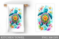 Turtle Kitchen Towel Design. Sea Kitchen Towel Sublimation Product Image 1