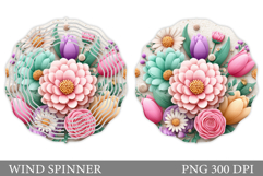 Flowers Wind Spinner Design. Floral Wind Spinner Sublimation Product Image 1